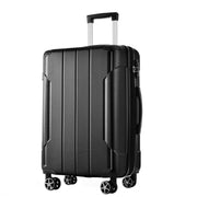 Hardshell Luggage, Lightweight Durable ABS Suitcases with Double Wheels, Expandable 24 Inch Checked Travel Luggage (Black)
