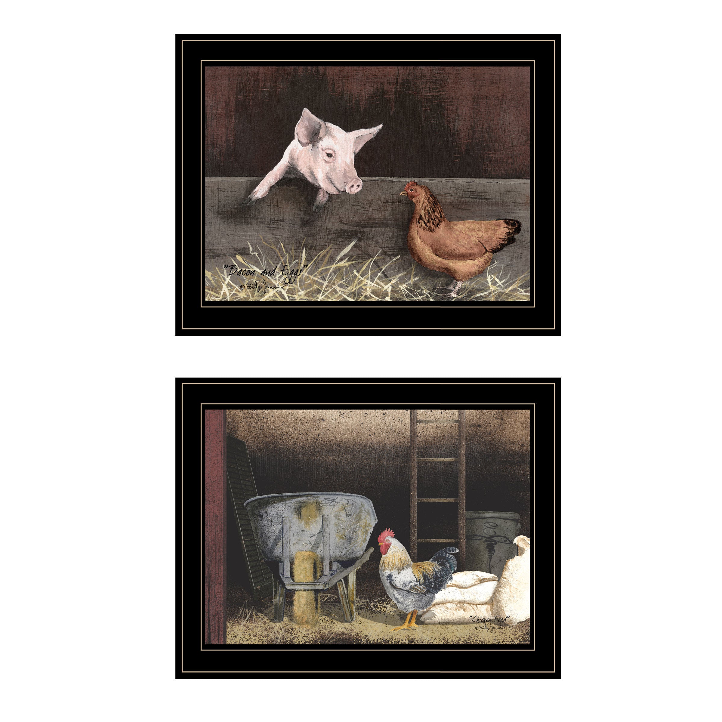 'Bacon & Eggs' 2-Piece Vignette by Billy Jacobs, Black Frame