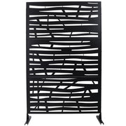 Outdoor & Indoor Privacy Screen Metal Privacy Screen 76' H×48' W Black Steel Decorative Panels