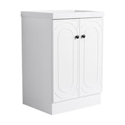 Modern Freestanding Bathroom Vanity with White Resin Sink & Soft-Close Cabinet Doors, Durable Plywood, 24-Inch