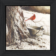 'Country Cardinal' By John Rossini, Printed Wall Art, Ready To Hang Framed Poster, Black Frame