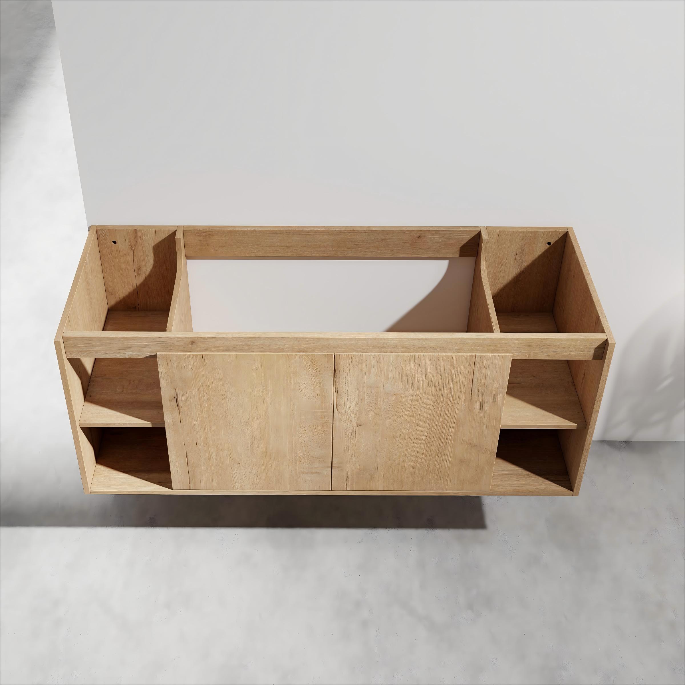 48' Wall Mounted Bathroom Vanity, Soft Closing Door Hinge & Open Storage Rack, BVB07348IMOX(Vanity Only, Excluding Sink)