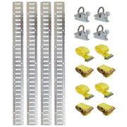 Universal E Track Tie-Down Rail Kit for Trucks, Vans, Garages - Silver Steel, 5ft Rails