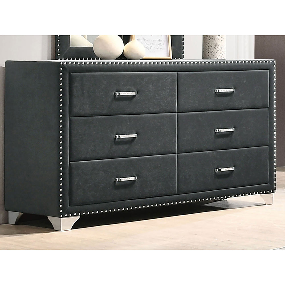 Kennedy Grey 6-drawer Upholstered Dresser