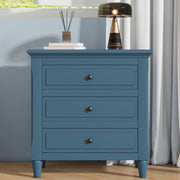 U_STYLE 28''Pine Wood Nightstand with 3 Drawers and Smooth Gliding Rails ,Simple Bedside Cabinet with Metal handle, Minimalist Sofa Side Table with rubber legs for Bedroom Sofa Couch Office