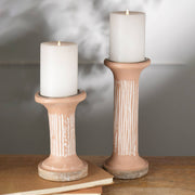 Brown EcoMix Pillar Tall Candle Holder – Sustainable Candle Stand for Elegant Lighting-4X4X7'
