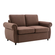 Orisfur Pull Out Sofa Bed Loveseat Sleeper with Twin Size Memory Mattress, USB Ports, Brown Linen, 57.9'