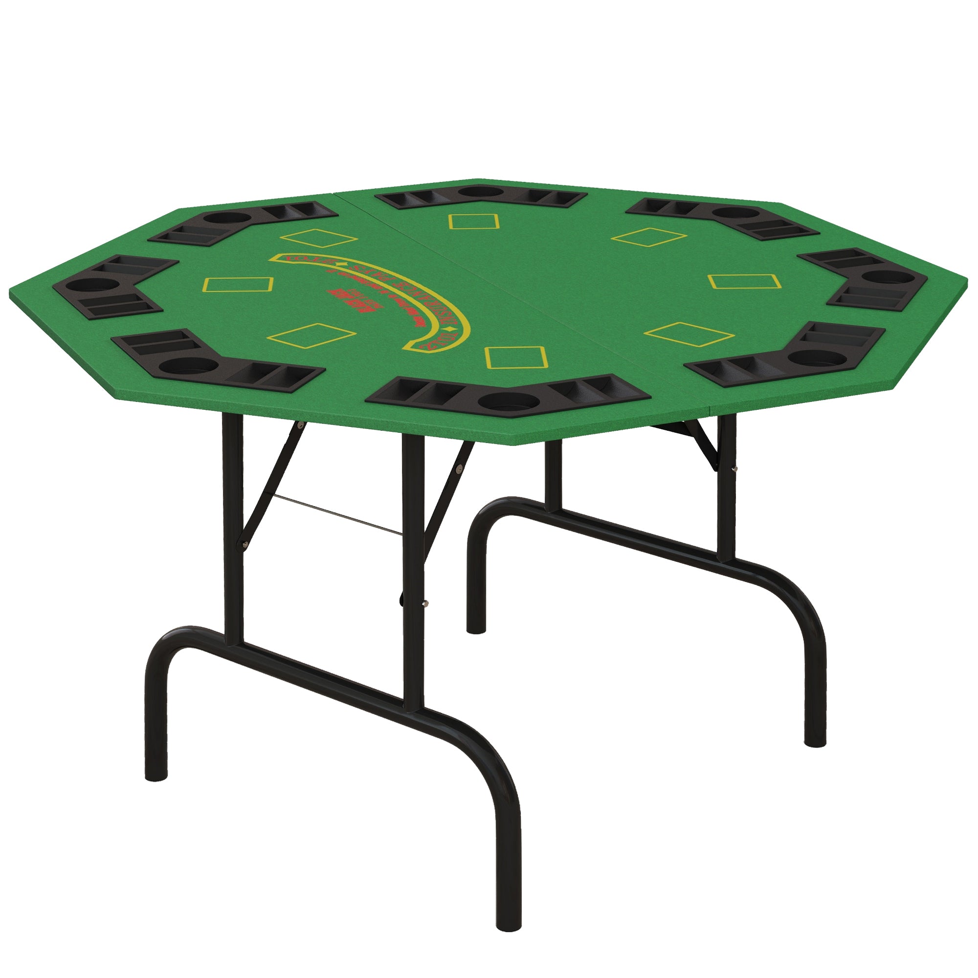 Soozier Poker Table Foldable 47' Octagon Casino Table Blackjack Texas Holdem Poker Table for 8 Players with Chips Tray and Cup Holders, Green
