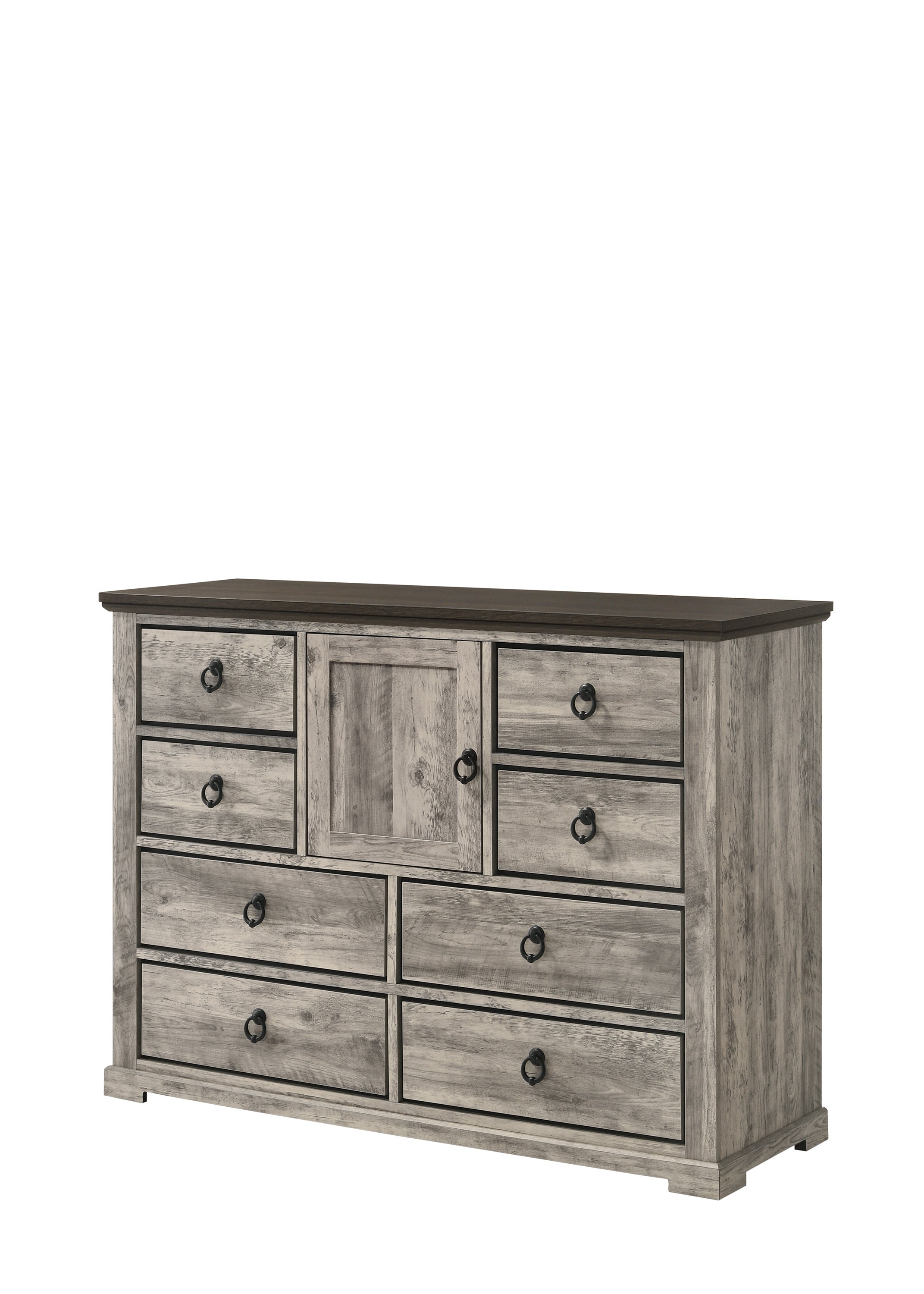 1pc Contemporary Rustic Gray Two-Tone Finish Dresser Metal Pull Knobs Wooden Bedroom Furniture