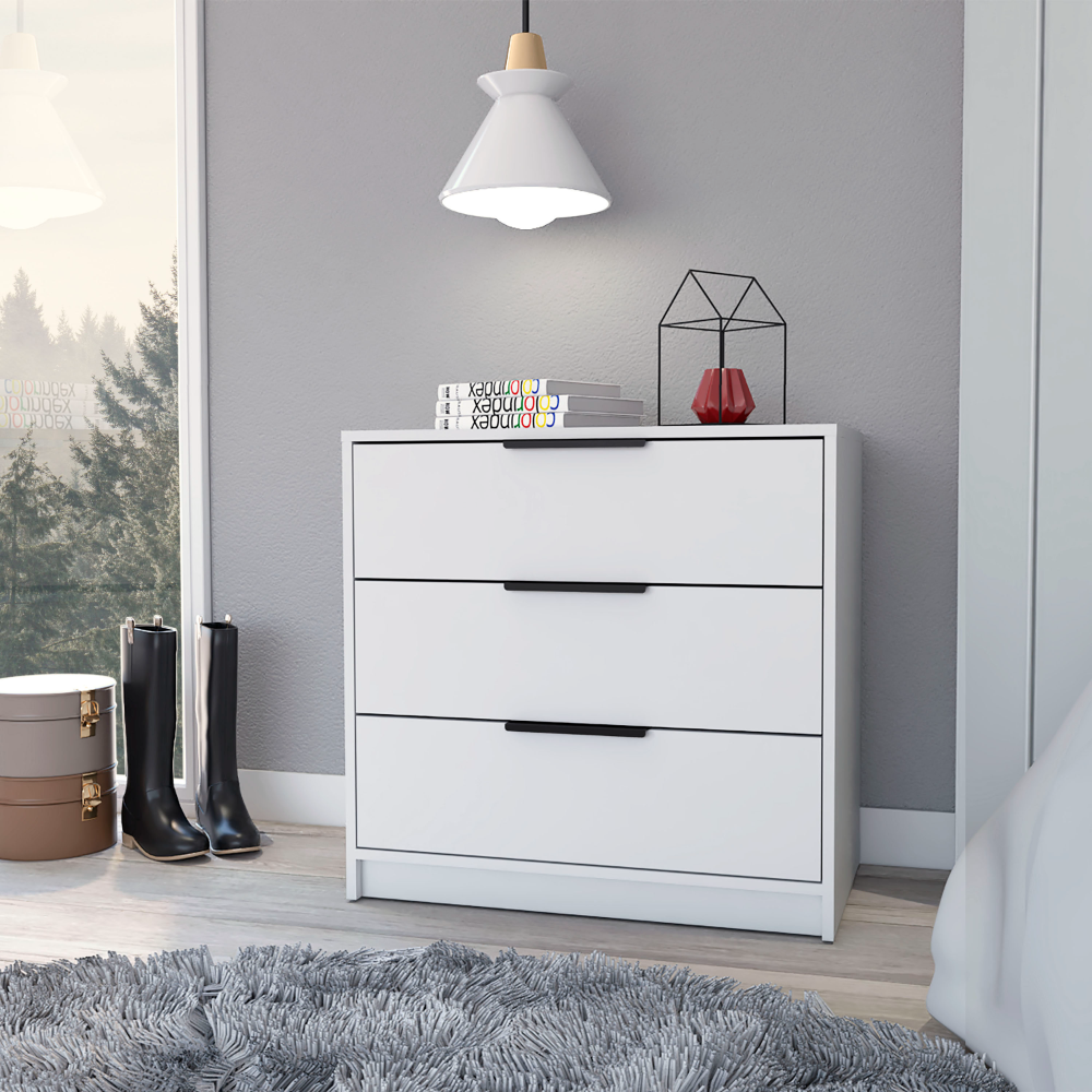 Dresser 27'H, 3 Drawers Dresser, Superior Top, White