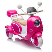 12V Two motors Kids Ride On Level Up Two-seater  Electric Motorcycle,Three-wheel Toy w/Music,Bluetooth,USB,Backseat flip adult seat,Portable Storage Hooks&Oversized  Trunk,LED Headlight  For Kids 3-6.