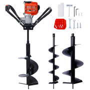 V-Type 52CC 2 Stroke Gas Post Hole Digger One Man Auger EPA Machine Plant Soil Digging Fence withHole Digger Replacement Auger Bits L6'+L10'+L12' DRILL BITS