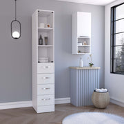 2 Piece Bathroom Set, Magna Linen Cabinet + Savona Medicine Cabinet , White