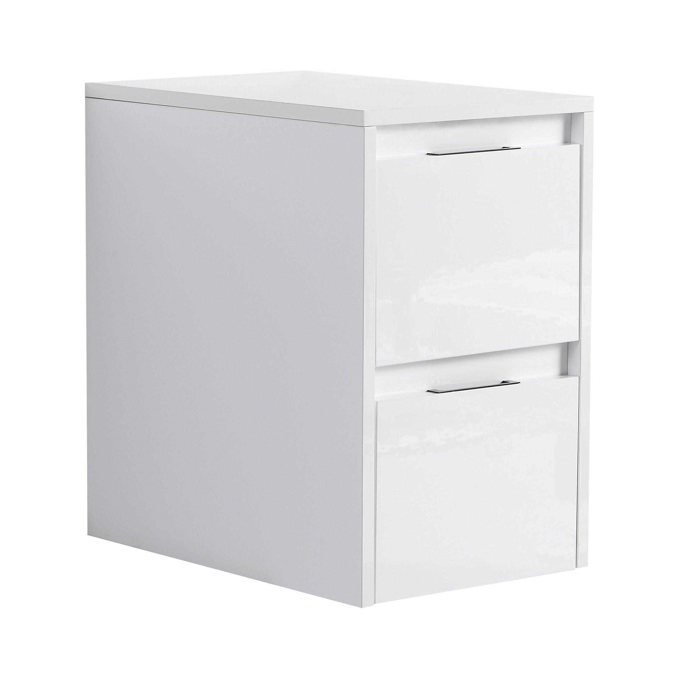 12' Bathroom Side Cabinet, 2-Soft Close Drawer, Float Mounting Design, Glossy White,(KD-Packing)
