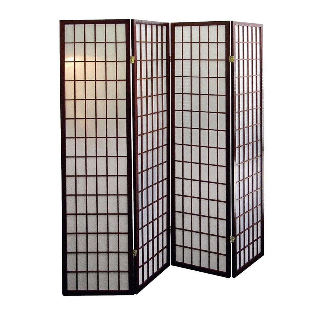 70' Tall 4-Panel Screen / Room Divider, Japanese Style with Cherry finish