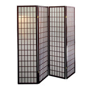 70' Tall 4-Panel Screen / Room Divider, Japanese Style with Cherry finish