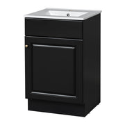 Black 20' Bathroom Vanity with Sink, Freestanding Cabinet with Door Shelf and Adjustable Shelf, MDF and Ceramic Construction