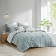 3 Piece Cotton Jacquard Comforter Set Aqua King/Cal King