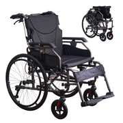 Premium Nursing Folding Wheelchair for Adults - Aluminum Alloy Frame,Double Brakes,Adjustable Seat Belt & Breathable Cushion - Safe,Comfortable Ride with Anti-backflip & Stability Features,Color Grey
