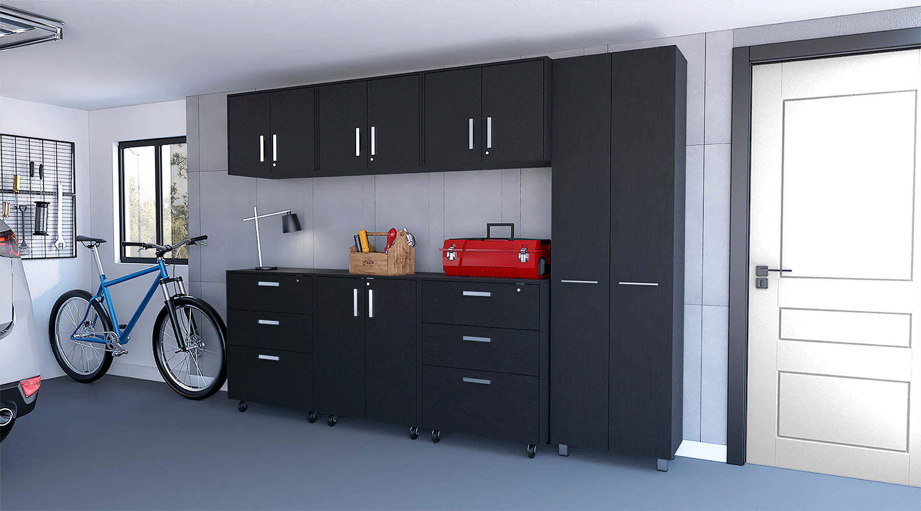 Megan Black 7 Piece Garage Set
