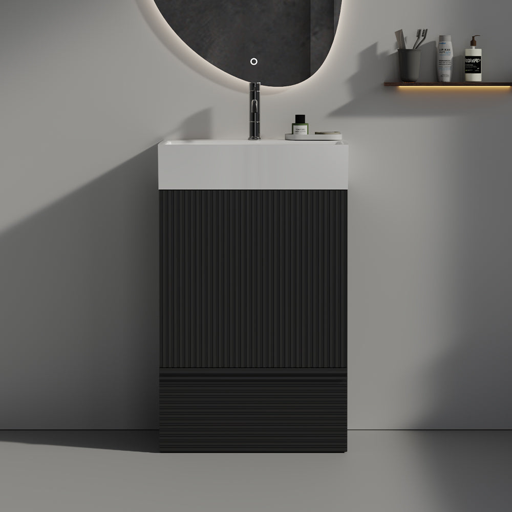 Gada-20F-312 Gada 20' Striped Matt Black Bathroom Vanity WITHOUT Sink, Freestanding Bathroom Cabinet for Modern Bathroom, KD