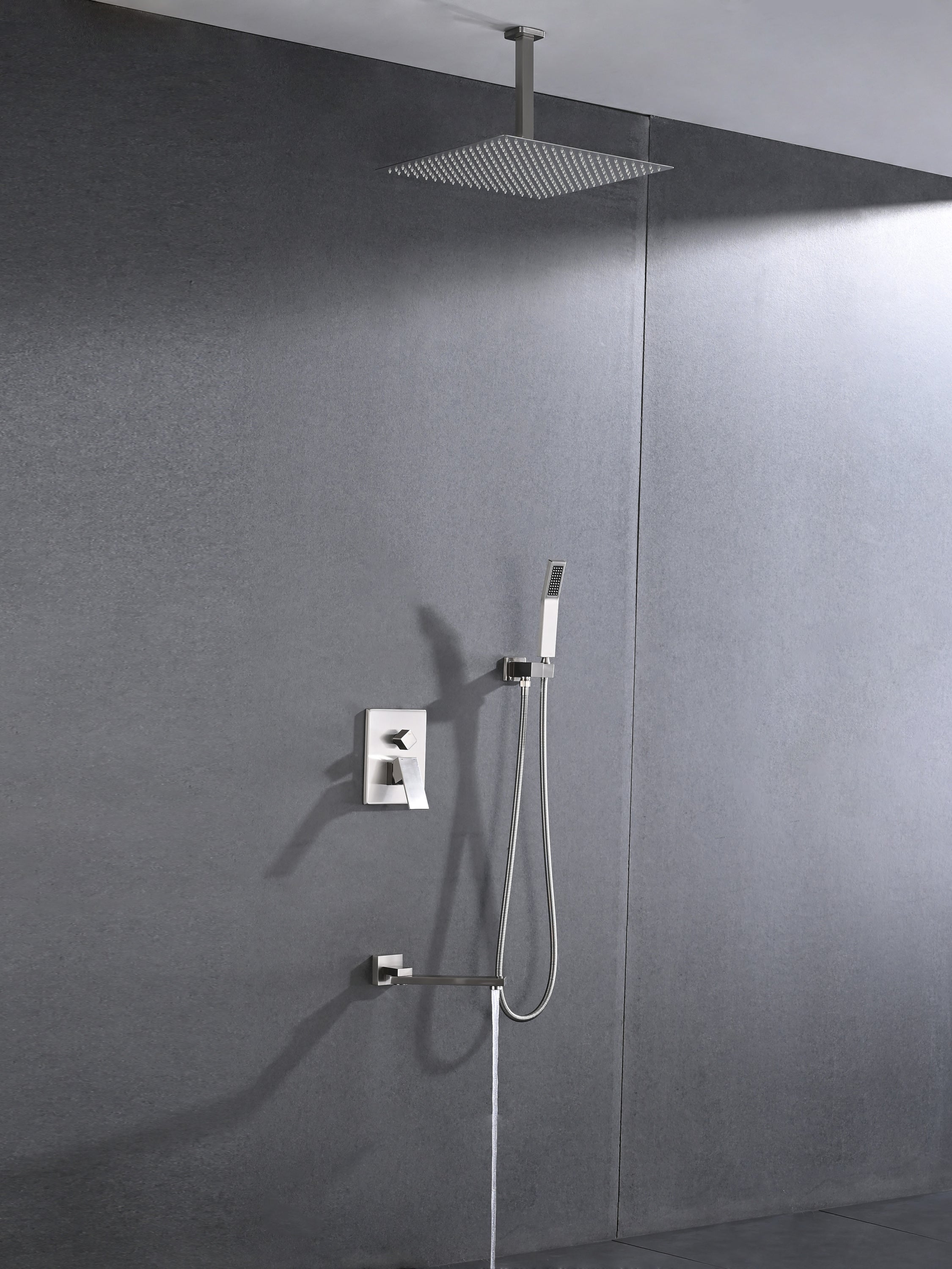 Ceiling Mounted Shower System Combo Set with Handheld and 16'Shower head