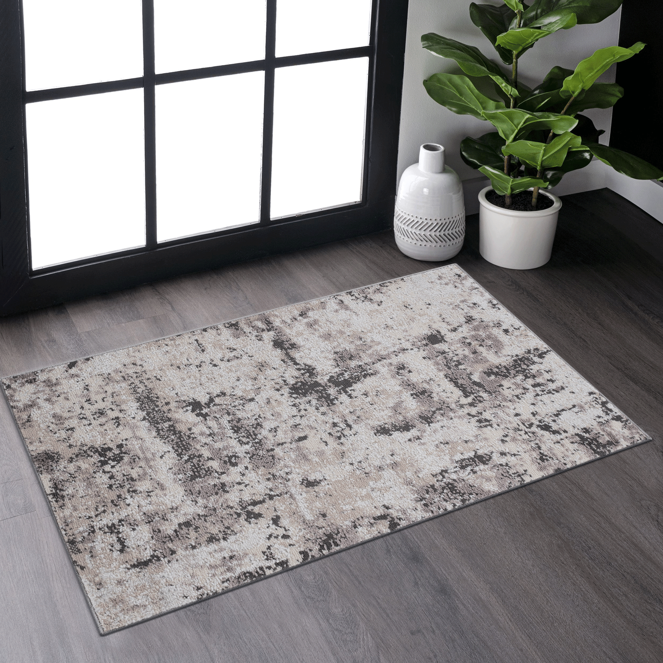 LOOM & LUXE Collection 2X3 Cream/Brown/Traditional Non-Shedding Living Room Bedroom Dining Home Office Stylish and Stain Resistant Area Rug