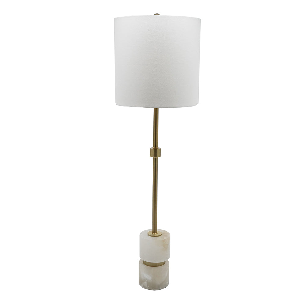 D10x34' Ipori Alabaster And Metal Buffet Lamp