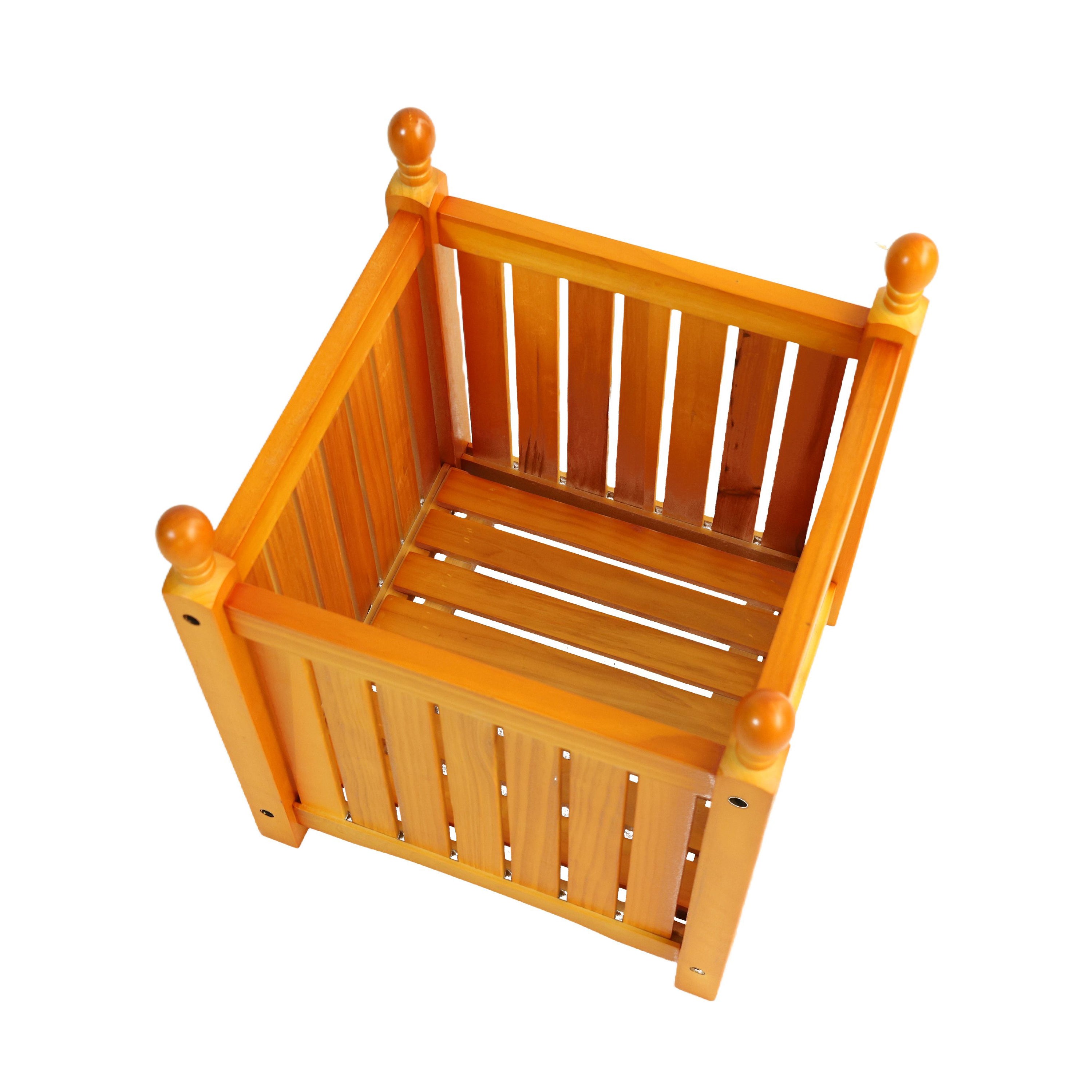 Wooden Square Outdoor Flower and Herb Pot - Teak Finish, Wood, 15.75 x 15.75 x 18.50 inches