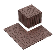 New Stone Texture 12' Patio Deck Tiles DIY Interlocking Floor Tiles Brown Polypropylene