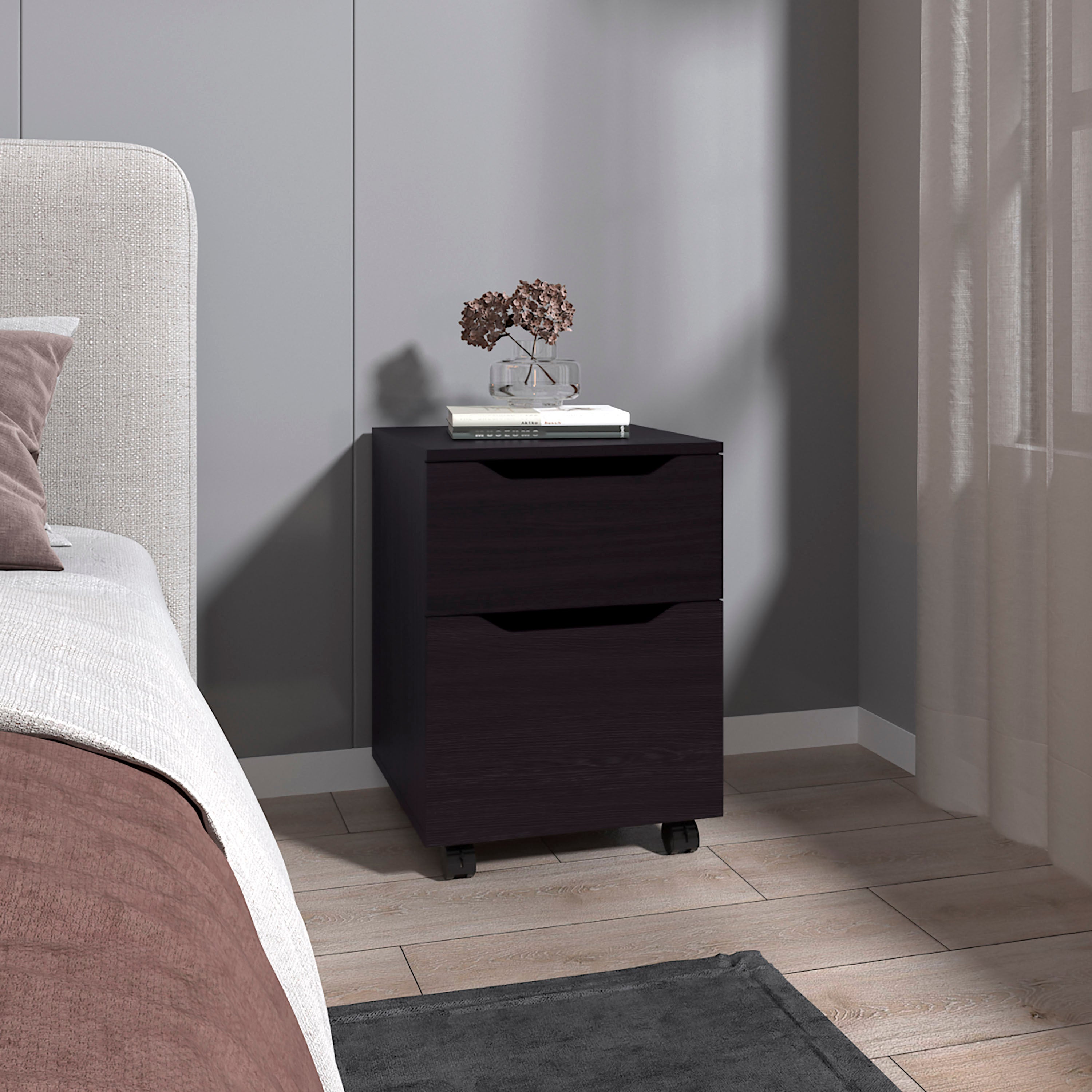 Nightstand, 1 Drawer, 4 Legs, Black