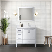 White Bath Vanity 36 in. W x 22 in. D, Right Offset White Quartz Top, and Faucet Set
