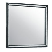 Carlos Modern Design Black Mirror with Glamour Accents in Solid Wood and MDF, 44.09 x 39.57 inches