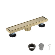 12 Inch Linear Shower Drain with Removable Cover, 304 Stainless Steel Shower Floor Drain with Hair Strainer and Leveling Feet