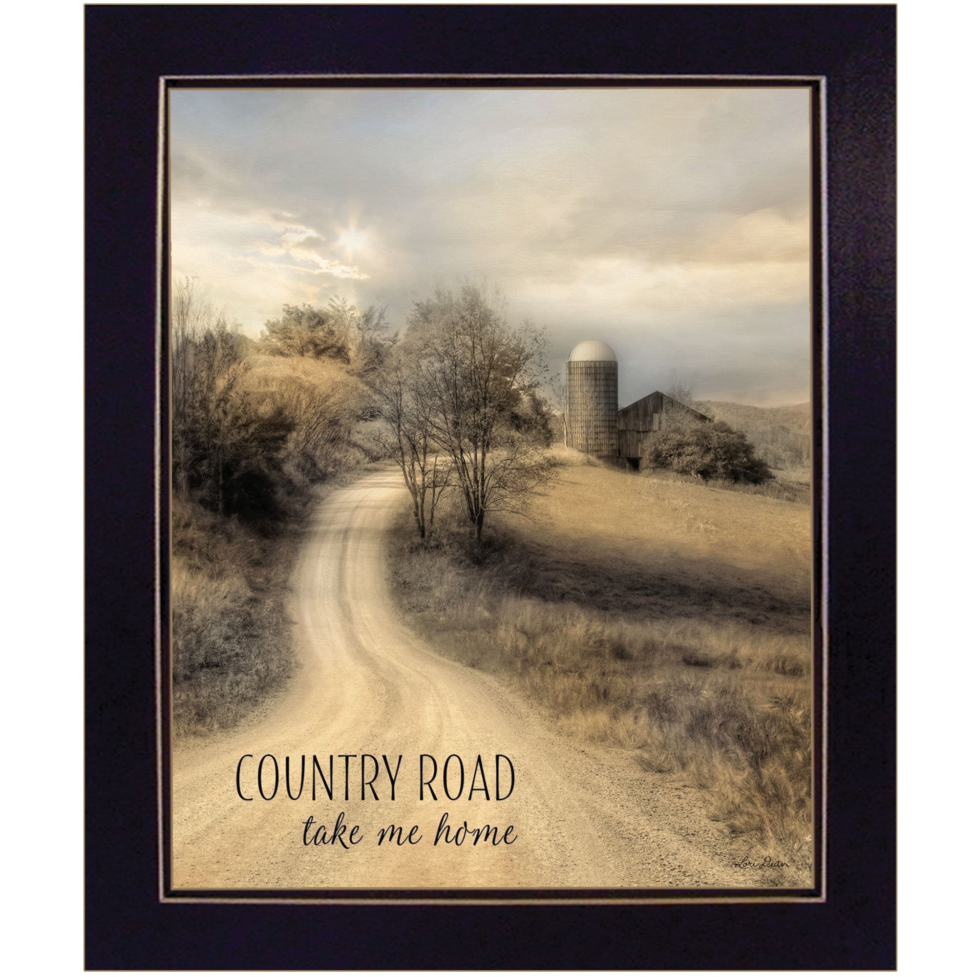 'Country Road Take Me' by Lori Deiter, Ready to Hang Framed Print, Black Frame