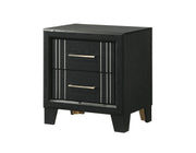 1pc Contemporary Two-Drawers Nightstand Bed Side Cabinet Wooden Furniture Charcoal Color