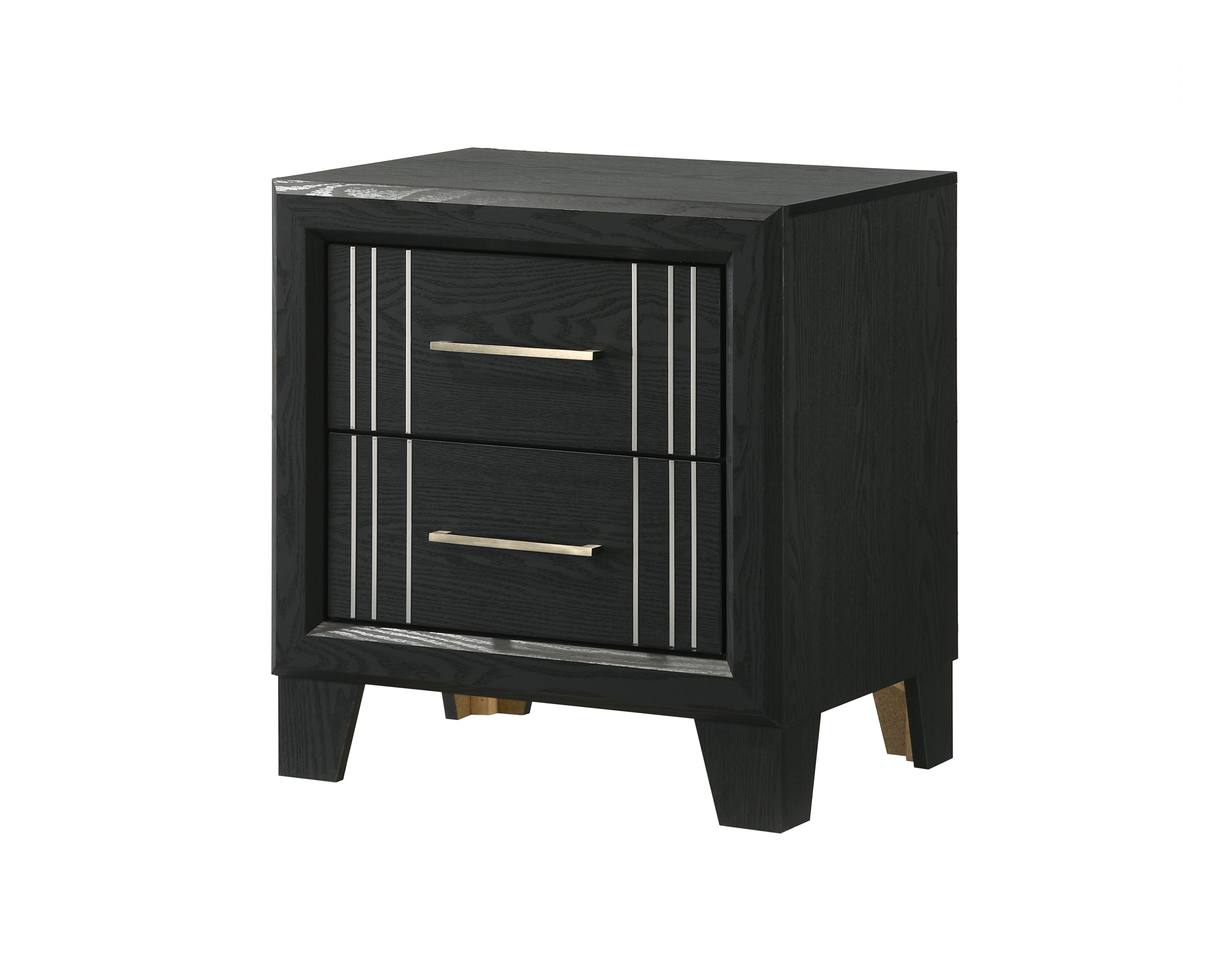 1pc Contemporary Two-Drawers Nightstand Bed Side Cabinet Wooden Furniture Charcoal Color