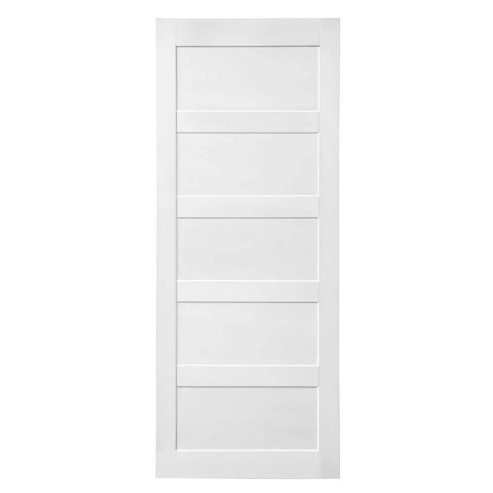 CRAZY ELF 28' x 84' Five Grid Real Primed Door Slab, DIY Panel Door, Modern Interior Barn Door, Water-proof, Anti-deformation, Pre-Drilled Ready to Assemble, Suitable for Pre-hung Door and Barn Door