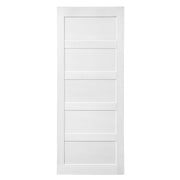 CRAZY ELF 28' x 84' Five Grid Real Primed Door Slab, DIY Panel Door, Modern Interior Barn Door, Water-proof, Anti-deformation, Pre-Drilled Ready to Assemble, Suitable for Pre-hung Door and Barn Door