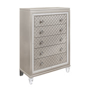 CROSS GLAM Champagne Chest with Mirror Accents Solid Wood & MDF 37.68' Length