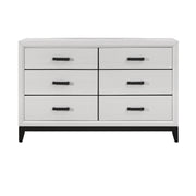 Elegant MIRAGE White Dresser with Rubber Wood Construction and Black Hardware