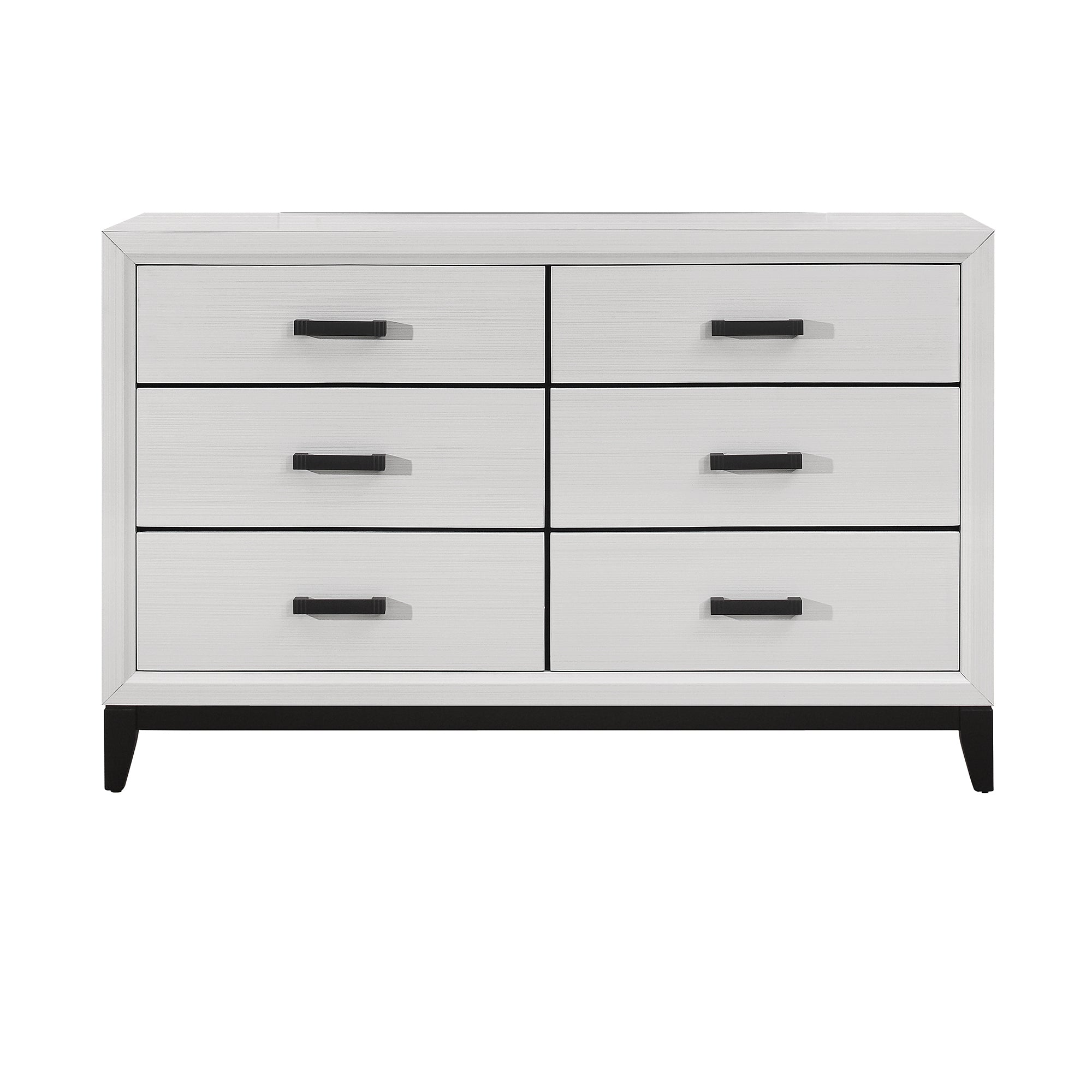 Elegant MIRAGE White Dresser with Rubber Wood Construction and Black Hardware