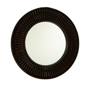 24'' Aura Mirror, Dark Bamboo Artistry Circle Wall Mirror, Natural Log-style, Suitable for Bathroom, Bedroom, Living Room, Entryway, etc.