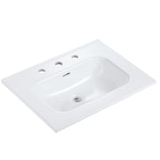BB0924Y331, Integrated white ceramic basin with three predrilled faucet holes, drain assembly NOT included