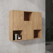 36' Bathroom Side Cabinet,Soft Close Doors,Float Mounting Design,Imitative Oak,(KD-Packing)