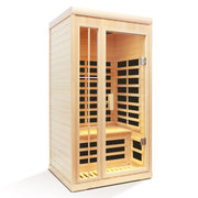 Deluxe Version Plus One Person Far Infrared Hemlock Sauna Room with LED Color Lights and Bluetooth Audio