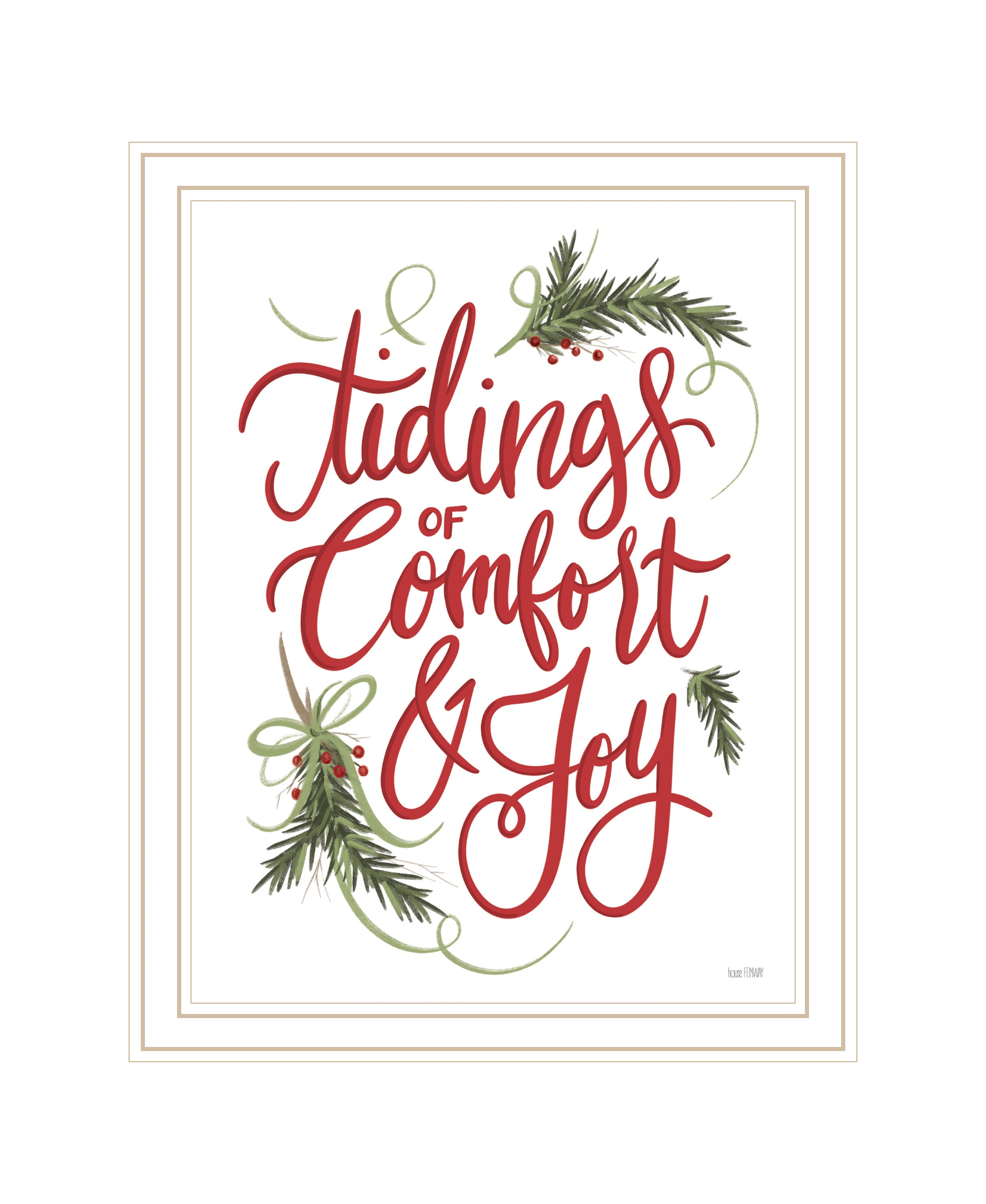 'Tidings of Comfort & Joy' by House Fenway, Ready to Hang Framed Print, White Frame