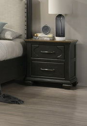 1pc Traditional 2-Drawer Nightstand Wooden Bedroom Furniture Gray Brown Finish Metal knobs