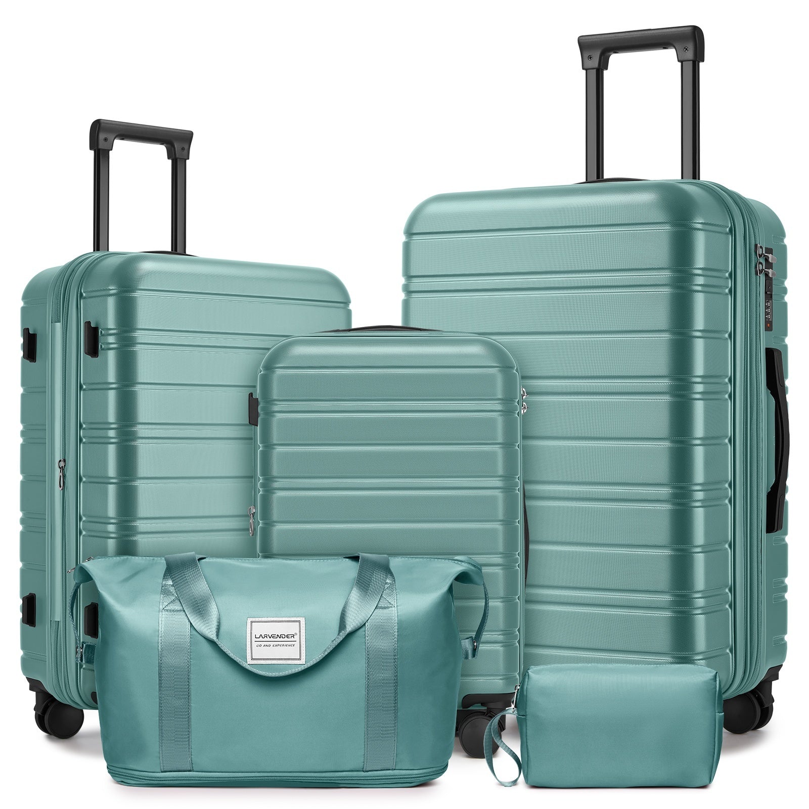 Luggage Sets 5 Piece with Duffel Bags, Hardside Expandable Suitcases with Spinner Wheels, Misty Blue