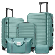 Luggage Sets 5 Piece with Duffel Bags, Hardside Expandable Suitcases with Spinner Wheels, Misty Blue